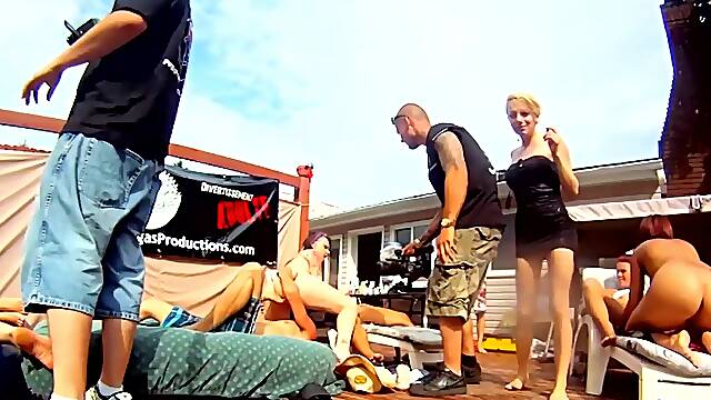 Amateur queens unleash wild desires in a naughty outdoor bacchanal