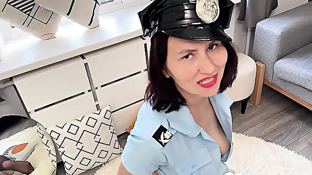 Police MILF Gets Naughty Sucking My Huge Dick at Her Place POV