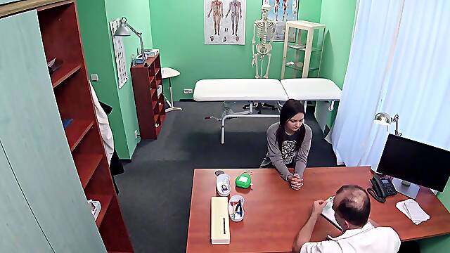 Natural tits model Anina Silk with pigtails gets fucked by the doctor