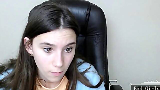 Skinny Brunette Webcam Teen Flaunts Small Tits