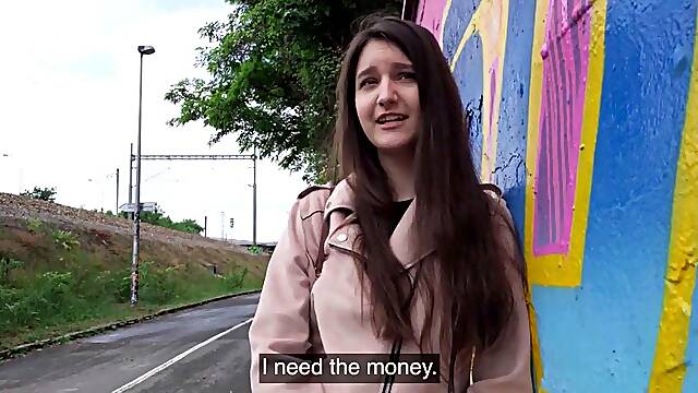 Long-Haired College Girls Like Alisa Horakova Beg for Cash from Martin Gun While Horny Tits Bounce Wildly