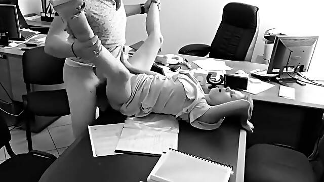 Horny amateur milf pounded hard by her boss on hidden cam