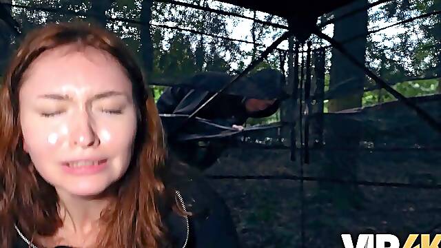 Vip4k. a teenie red-haired babe cheats on her boyfriend in front of him