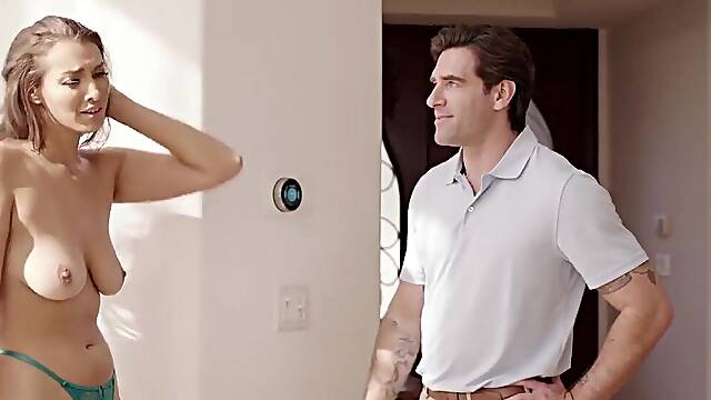 Gorgeous housewife begs her neighbor for a rough fuck