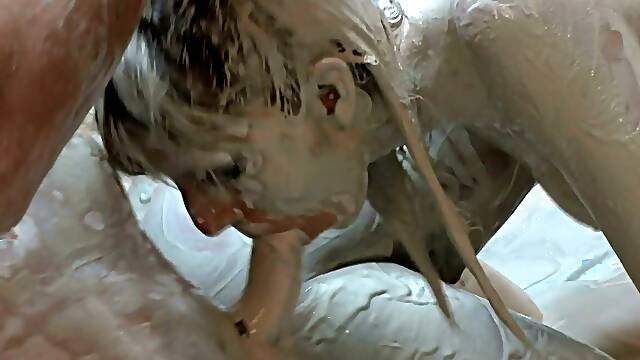 Messy threesome fun in the mud
