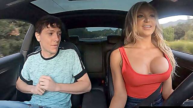 ADULT TIME - Busty Taxi Driver Alison Avery Gives Passenger A Hot Tits-Out Five-Star Ride