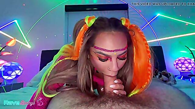 Bubble butt blonde with big tits Essie Gotback gets fucked POV in neon lights