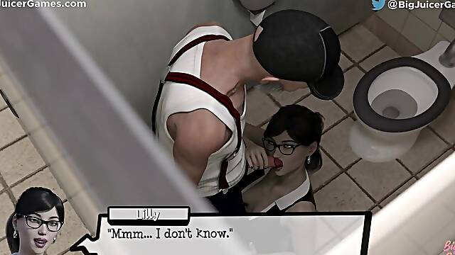 Nympho coworker gets an unexpected hard-core public blowjob in the office