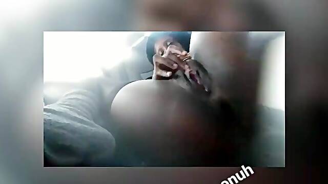 Ebony plays with pussy in uber