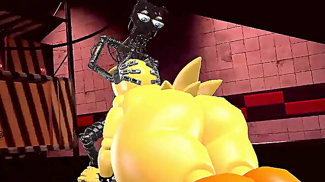 Toy Chica gets fucked by an endoskeleton (FNAF)
