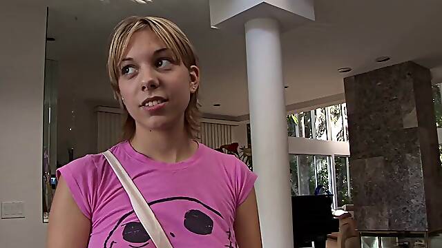 Busty short-haired blonde Aidan Layne sucks and rides a hard dick