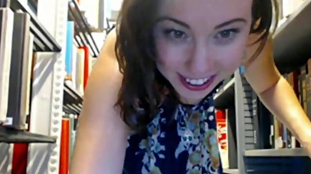 Naked woman in the public library