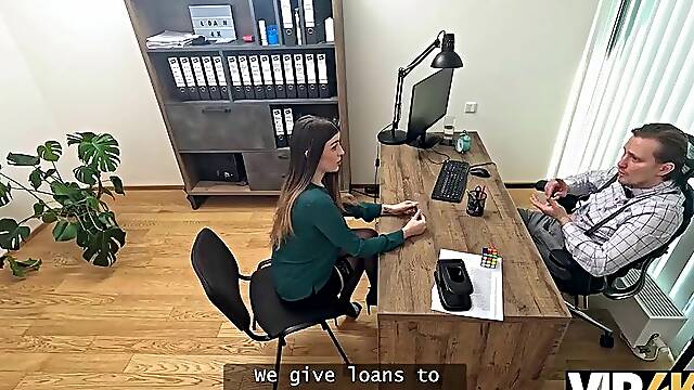 VIP4K. See those Lustful Harlots have Sex and end up Overspread in Cum in the Loan officers office