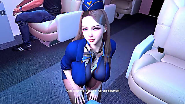 Nailing and jizz inside a flight attendant with a perfect assets - 3D Animation 4K