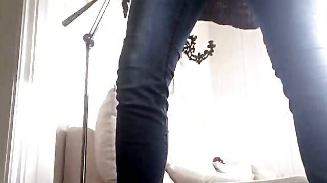 In my friends tight jeans and her small tight doc martens boots