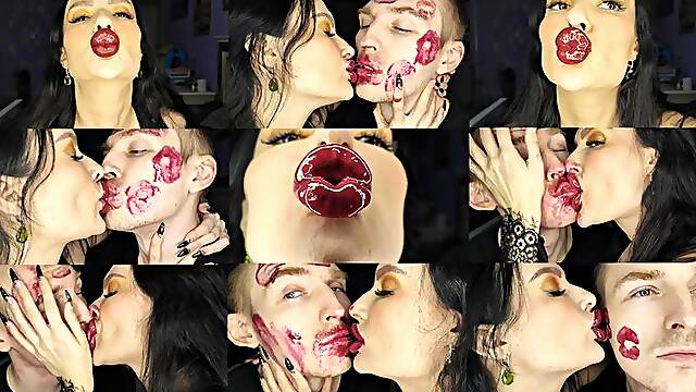 Lapiz De Labios, Brillosas, Labios Rojos Besando