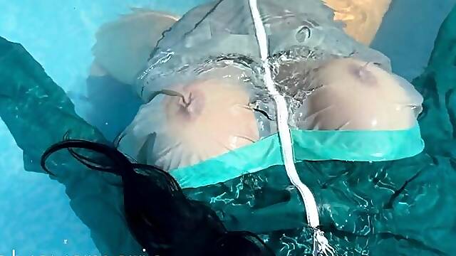 Rain Jacket Ripping Swimming Pool