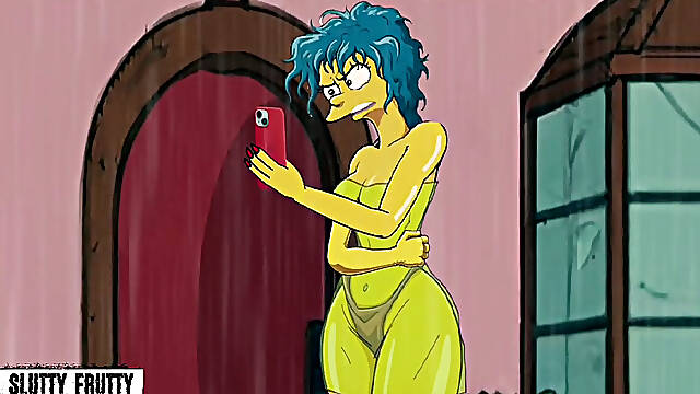 Gentle and perverse Marge Simpson in the cartoon Indian Storm Sexy. Farting cartoon