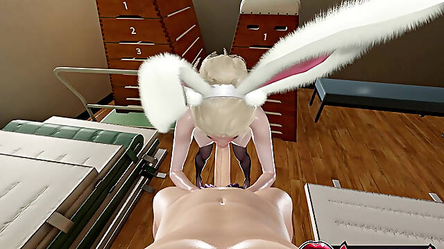 Melissa Nylon 3D Animation - Leather Gloves Handjob, Sloppy Blowjob, Deepthroat Cum in Mouth