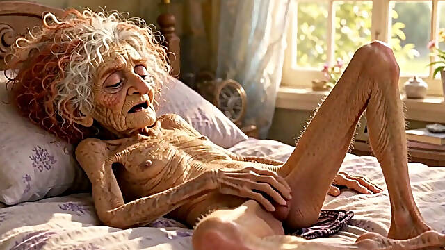 90 Year Old Woman Masturbates Her Wrinkled Ugly Pussy
